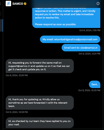 Twitter DMs with Samco